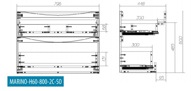 BelBagno тумба под раковину MARINO-H60-800-2C-SO-BL-P 80х45х60