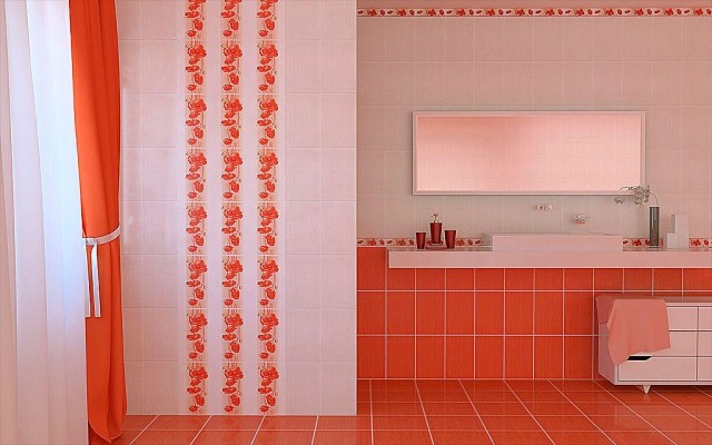 Газкерамика Альба маки 20х5см бордюр настенный алый глянцевый