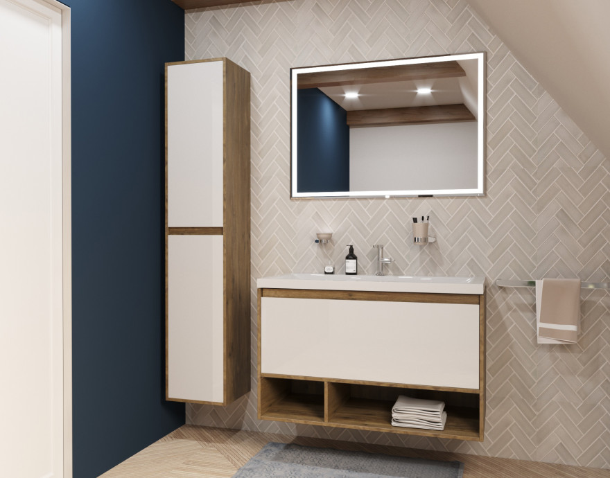 Эстет Monaco Wood 100 тумба с раковиной подвесная, 1 ящик ФР-00010686