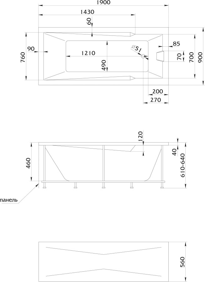 Marka One Raguza 180*80 ванна акриловая прямоугольная 01ра1880