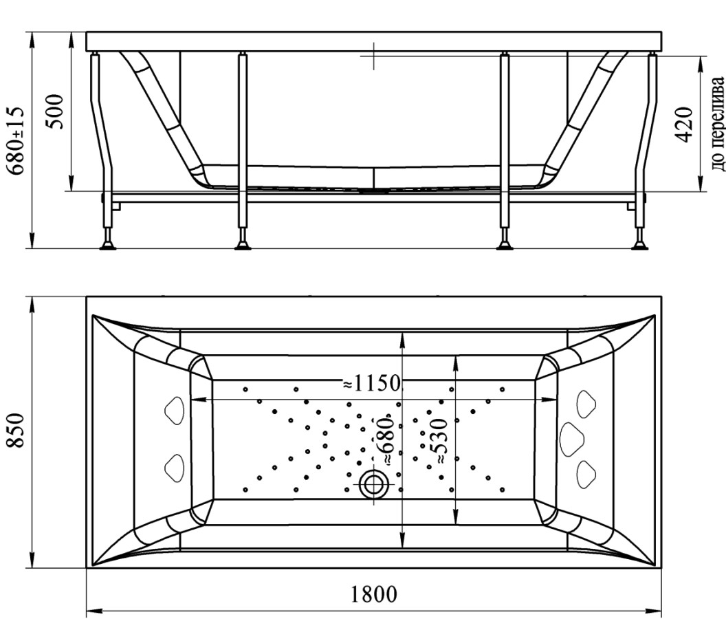 Radomir Палермо Комфорт Luxe 180x85 см ванна акриловая прямоугольная c гидромассажем белая