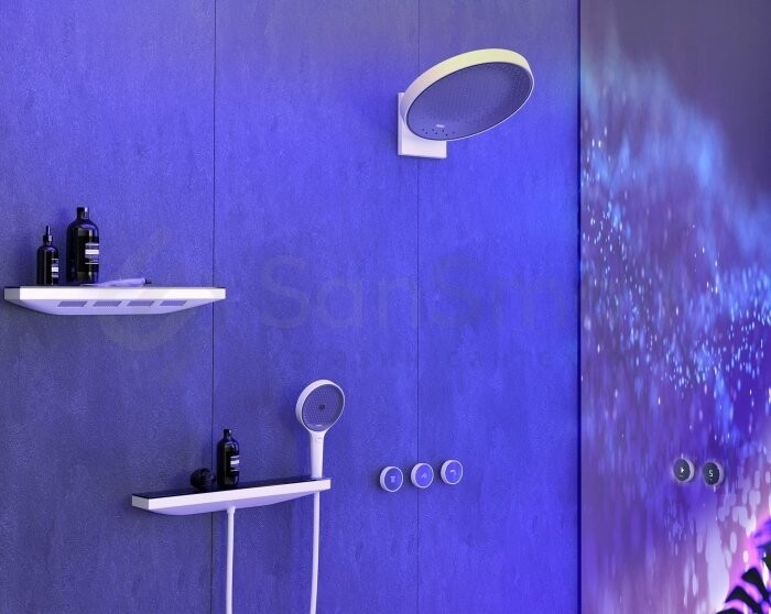 Hansgrohe Rainfinity Настенный держатель Porter 500 с полкой правый белый матовый 26858700
