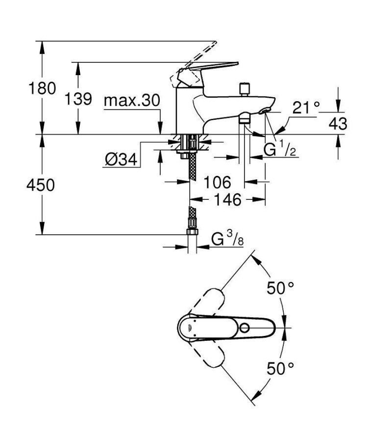 Grohe BauEdge 23562000 смеситель на борт ванны хром