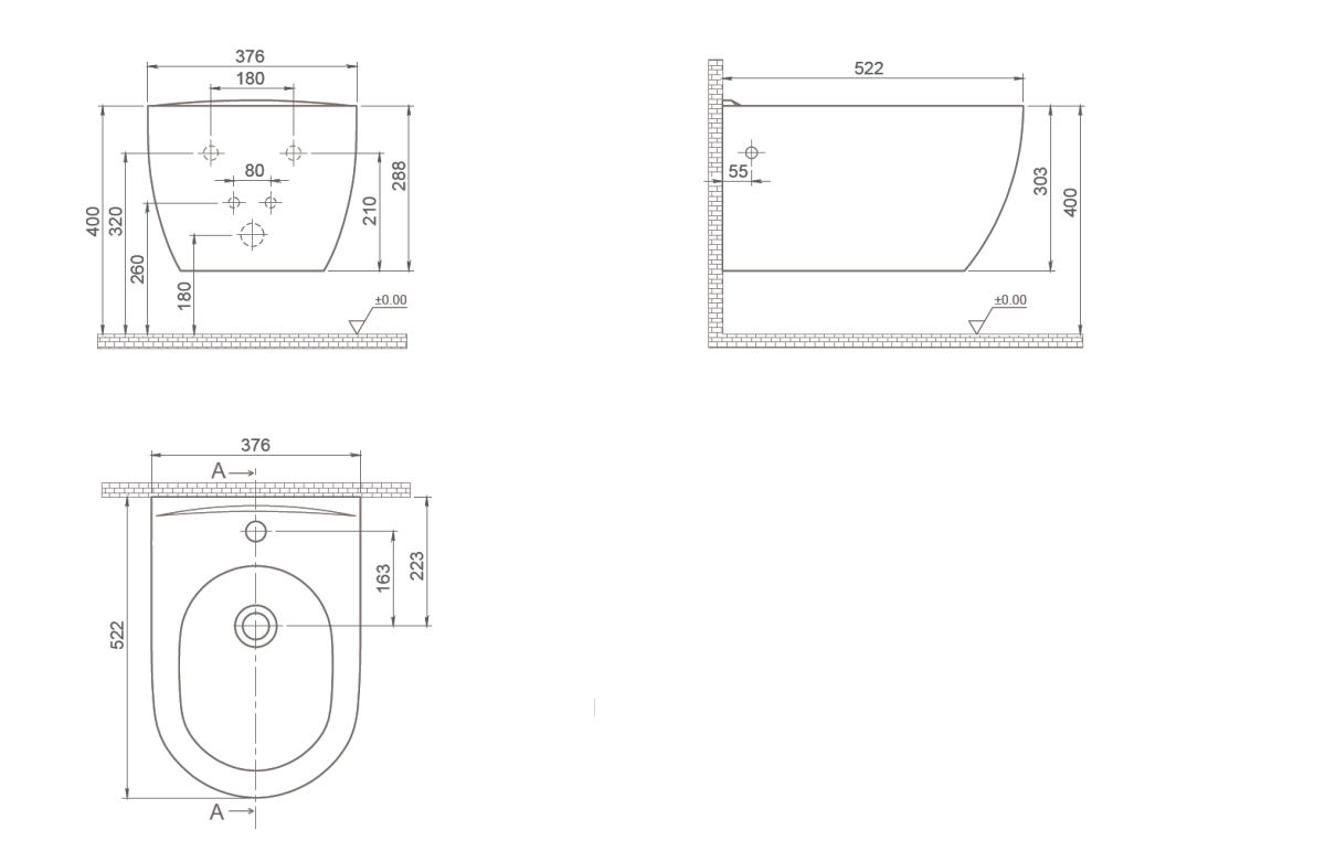 Биде подвесное Boheme Bianca Белый глянец 964-W