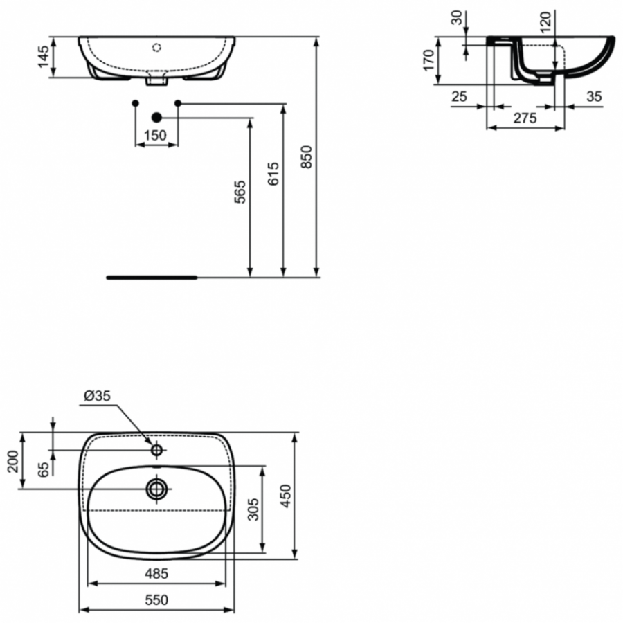 Ideal Standard Tesi раковина 55 см T010001