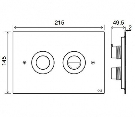 Панель пневматическая двойная OLI Trend, сталь, глянец, антивандальный 656504