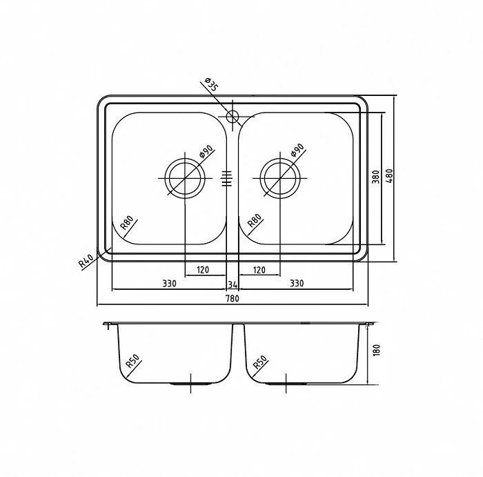 Iddis Strit мойка кухонная врезная STR78S2i77K