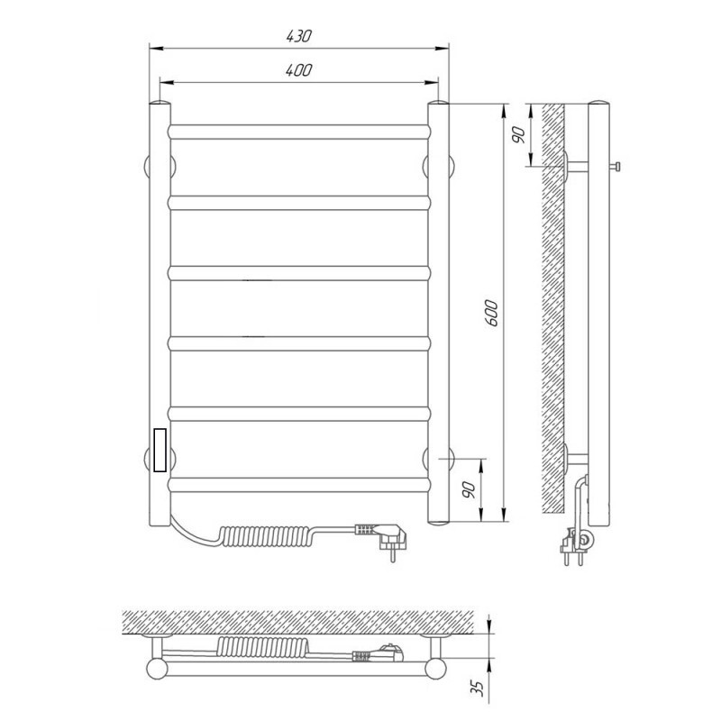 Laris Джаз полотенцесушитель электрический хром 40х60 73207469 левый