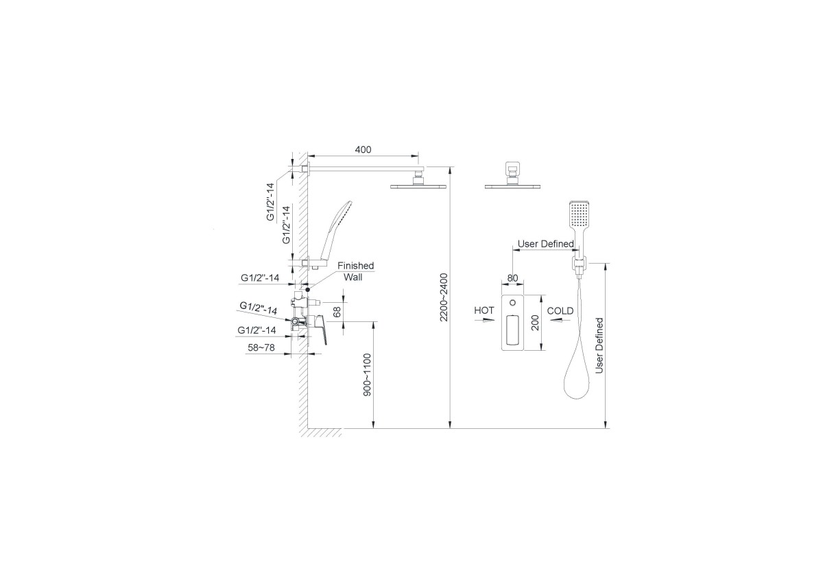 Imprese Grafiky ZMK041807110 набор: смеситель, верхний и ручной душ черный никель