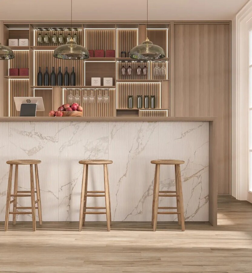 Керамический гранит Kerama Marazzi Прованс Лавр бежевый тёмный матовый обрезной 13x80x0,9 KM1380G0021R