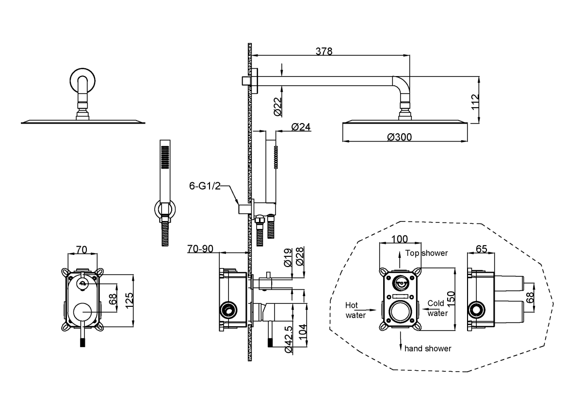 Душевая система Boheme Uno Copper Brushed 464-CB
