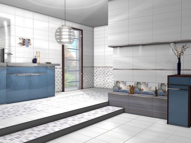 Нефрит Меланж 25х50 см плитка настенная светло-голубая