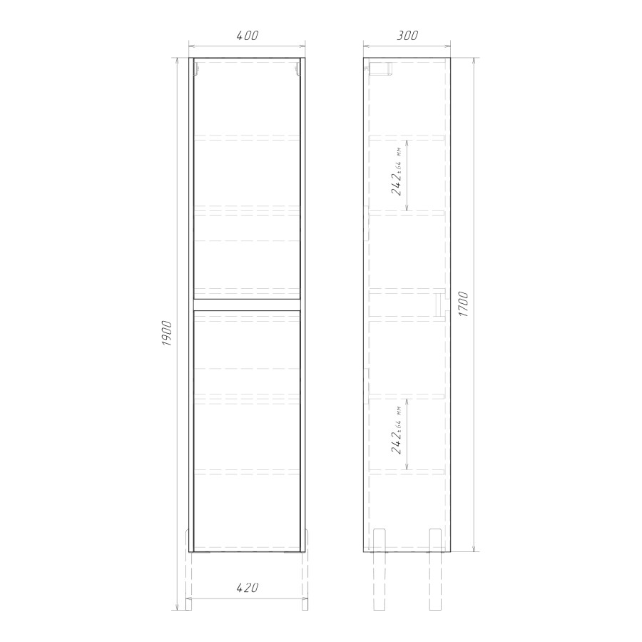 Подвесная шкаф-колонна для ванной комнаты Comforty Селенга-40 серый шелк 00-00022862