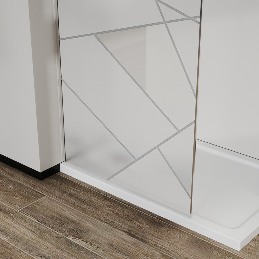 Душевая перегородка Azario Walk-in 1200x1950 в рамке, графический принт, толщина стекла 8 мм, профиль брашированное золото AZ-271-120-BGL-CGP