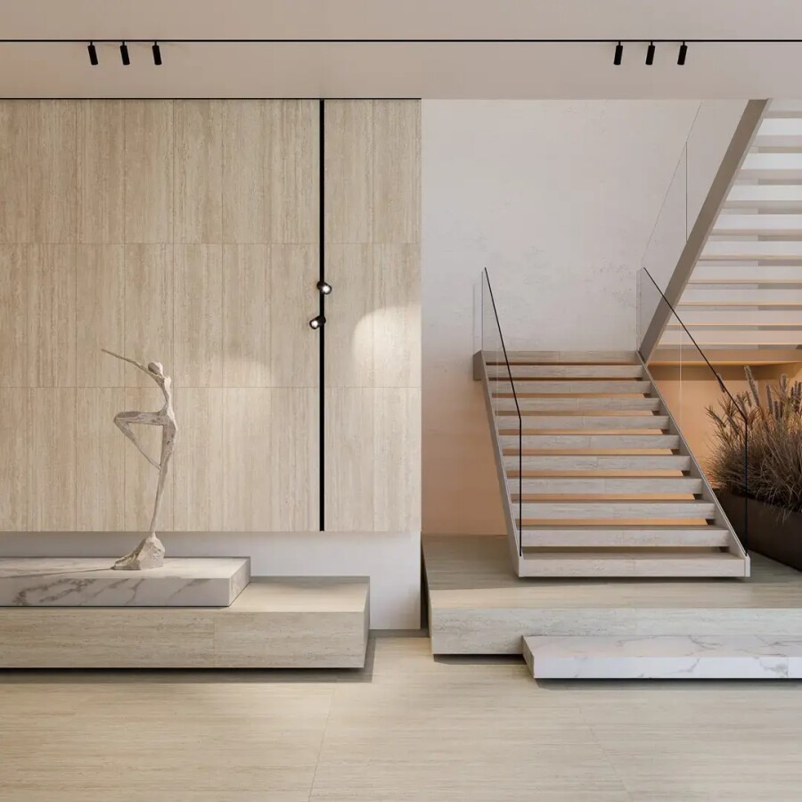 Керамический гранит Kerama Marazzi Прованс Про Травертин Бежевый светлый матовый обрезной 60x119,5x0,9 KM6012G0591R