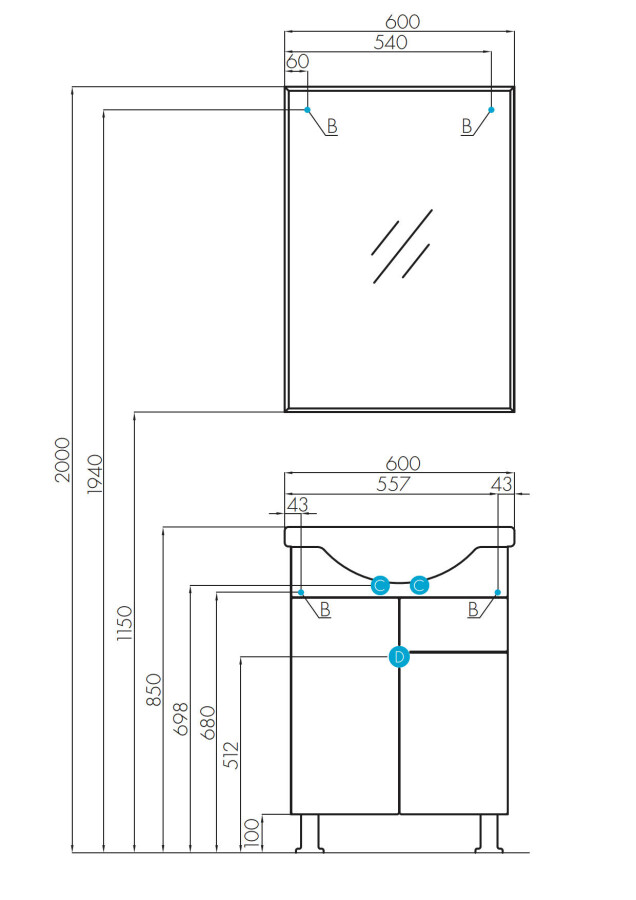 Зеркальное полотно Акватон Лиана 60*85 1A162602LL010