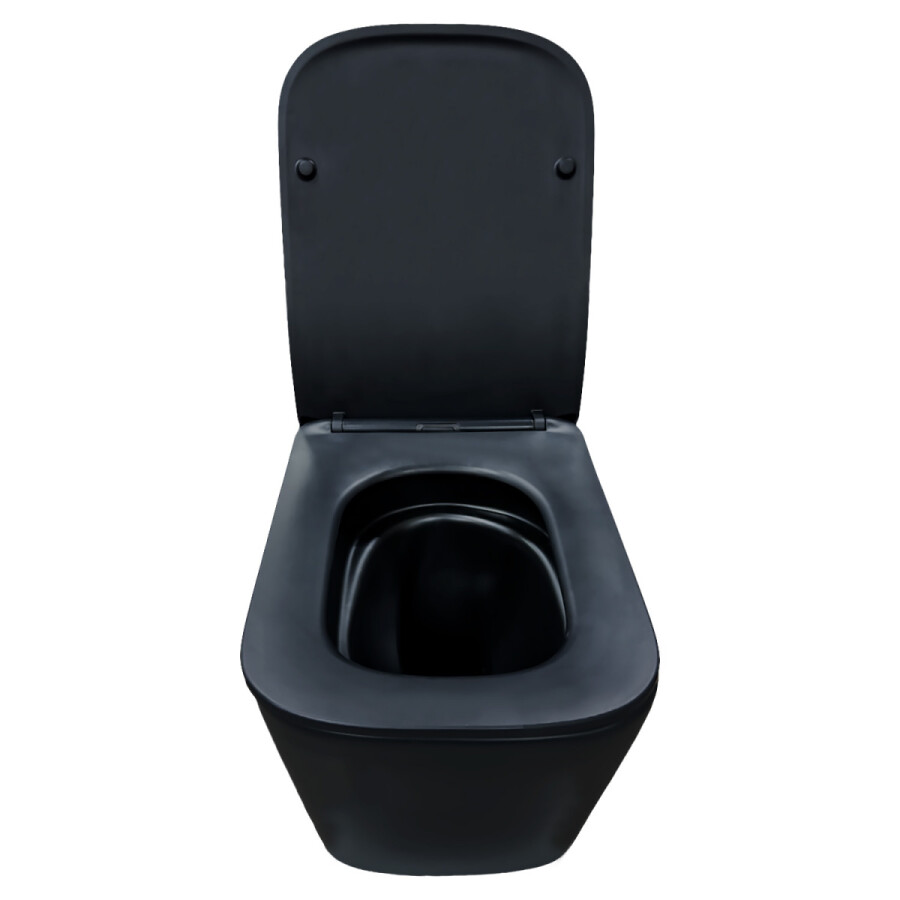 Унитаз подвесной Azario Cascad-Black 360х520х365 безободковый, система смыва "скрытое Торнадо", с быстросъемным сиденьем "Микролифт", черный матовый AZ-2303A-MB