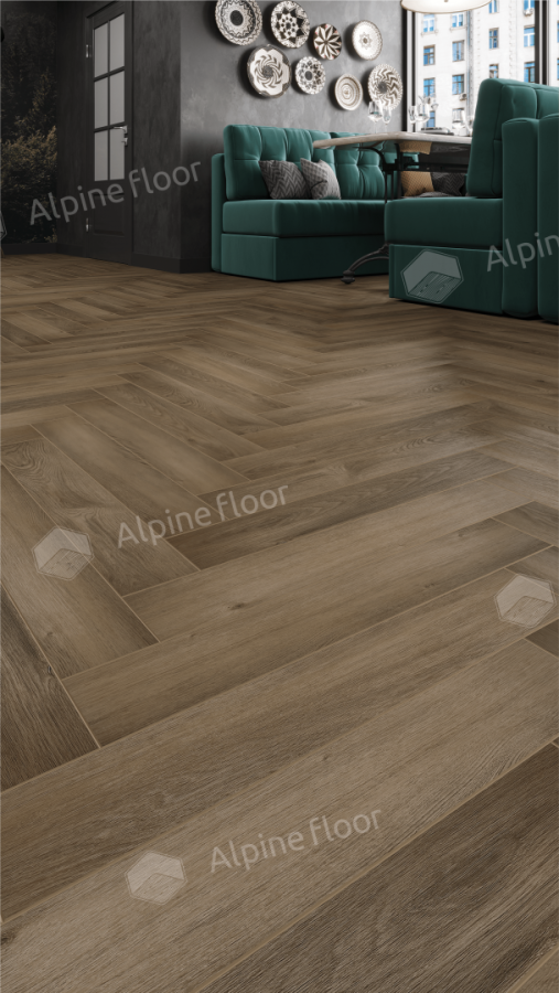 Ламинат Alpine Floor Herringbone LF102-11A Дуб Анжу 606 х 101 х 8 mm