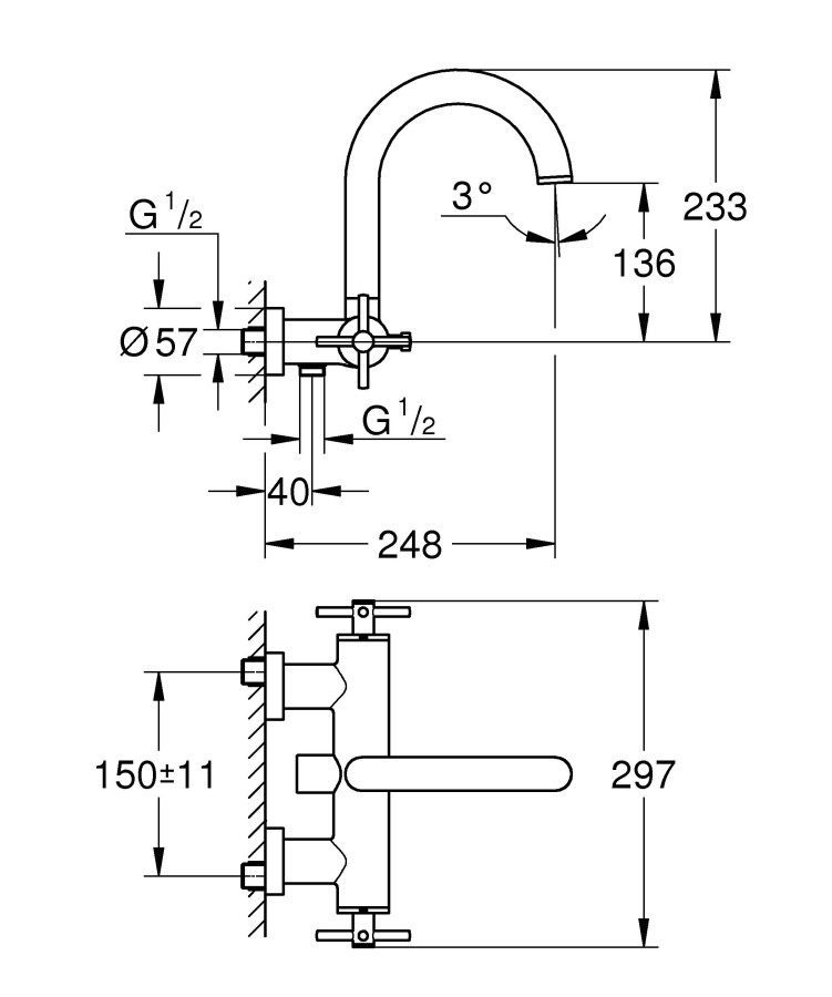 Grohe Atrio New 25010003 смеситель для ванны хром