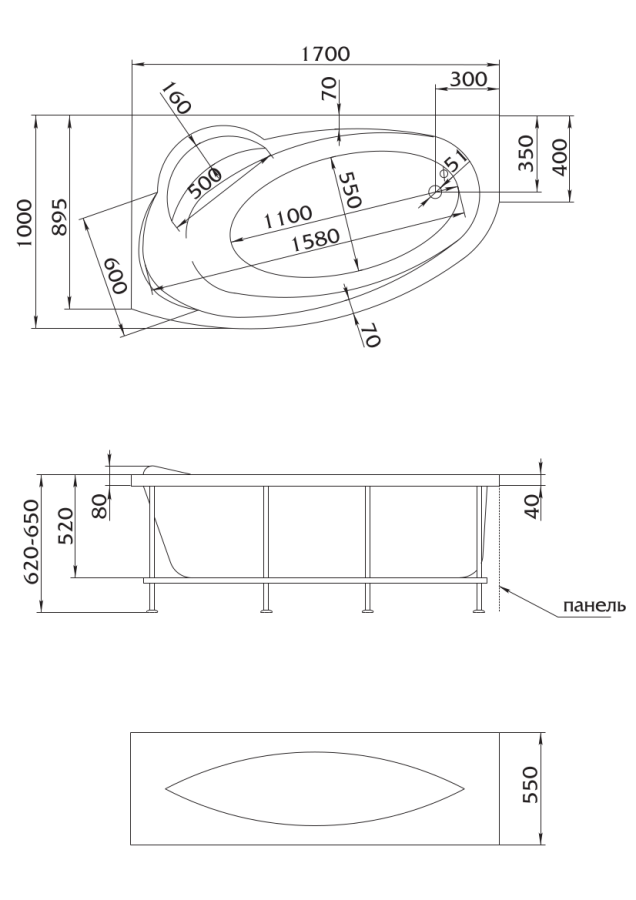 Marka One Julianna 170 каркас для ванны 03дж1710
