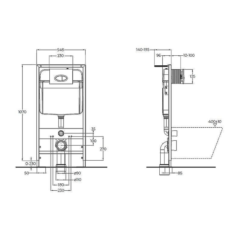 Комплект инсталляции Belbagno BB026/BB041CR с кнопкой смыва BB041CR хром