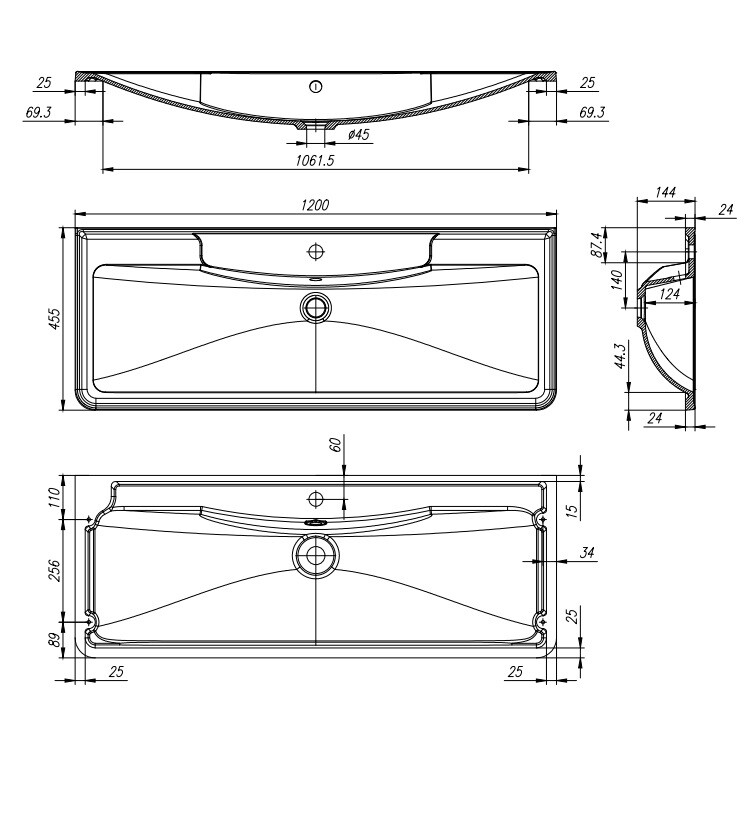 BelBagno Albano Раковина из литьевого мрамора BB1200/455-LV-ART-ALR-NERO