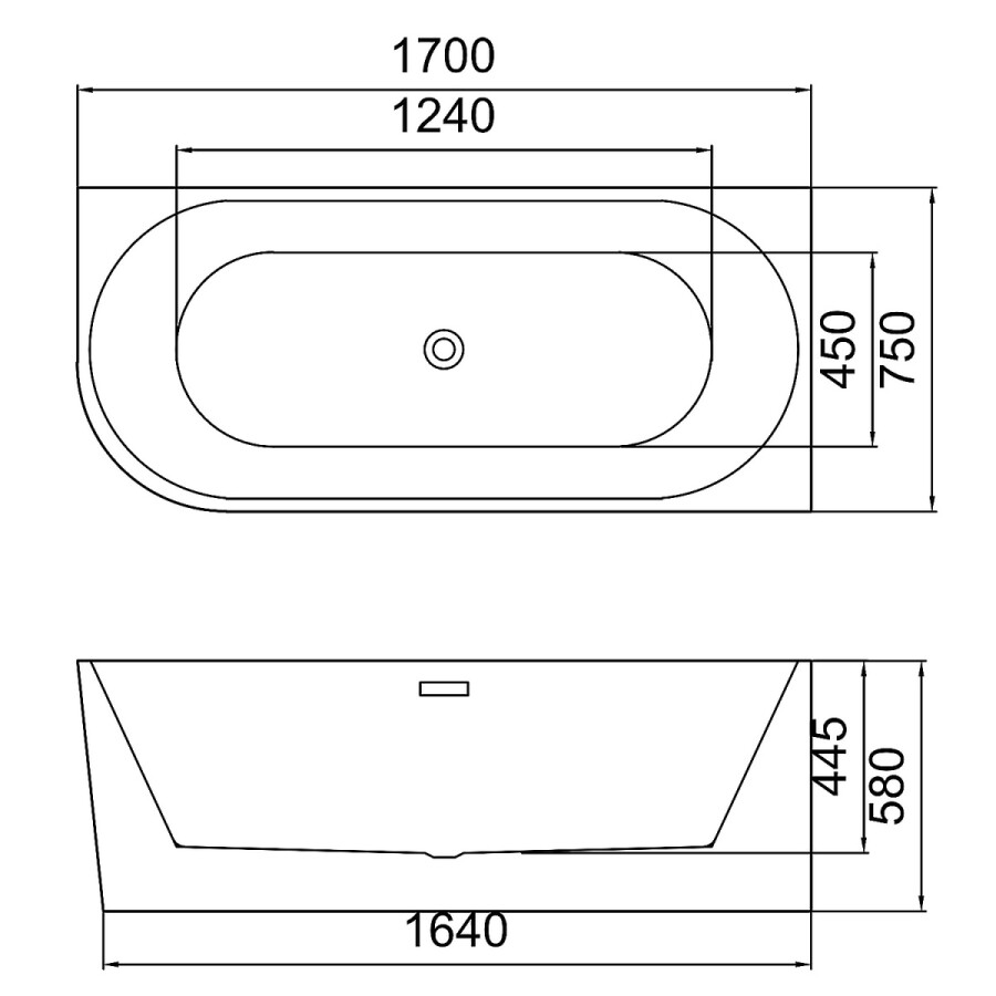 Ванна акриловая Azario Lago Blanco 1700х750х580 пристенная, правая, в комплекте с сифоном и металлической рамой AZ-6724-1CR 17075