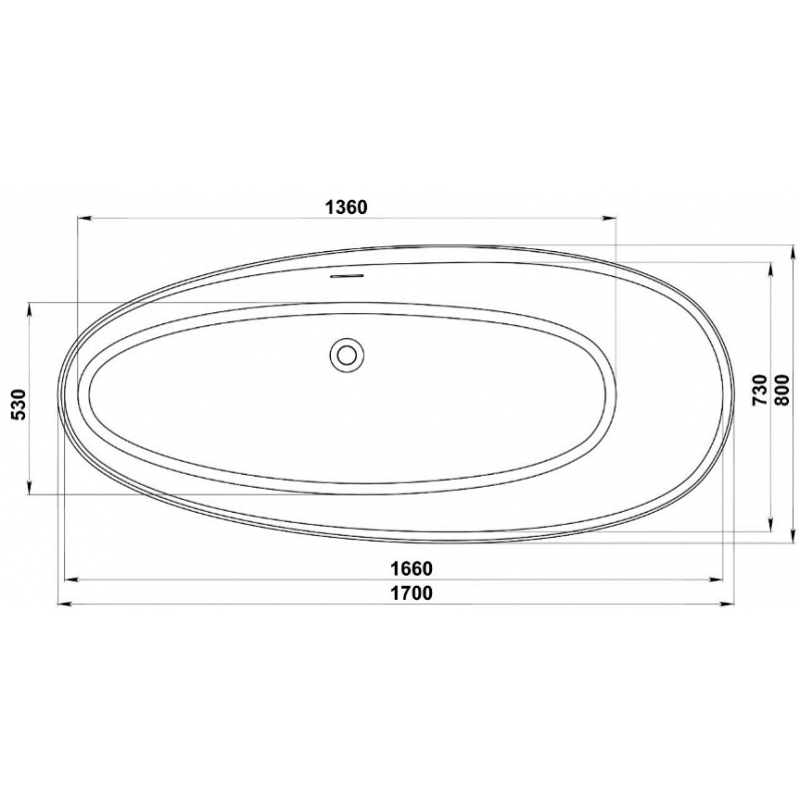 BAS Иннова ванна из литьевого мрамора 170х80 см белый матовый Solid Surface ВА00042