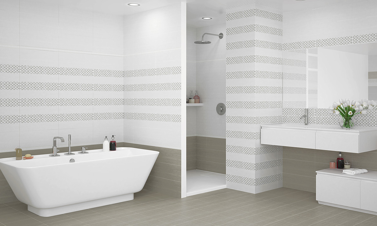 Азори Riviera Light плитка настенная светло-серая 20x50 см