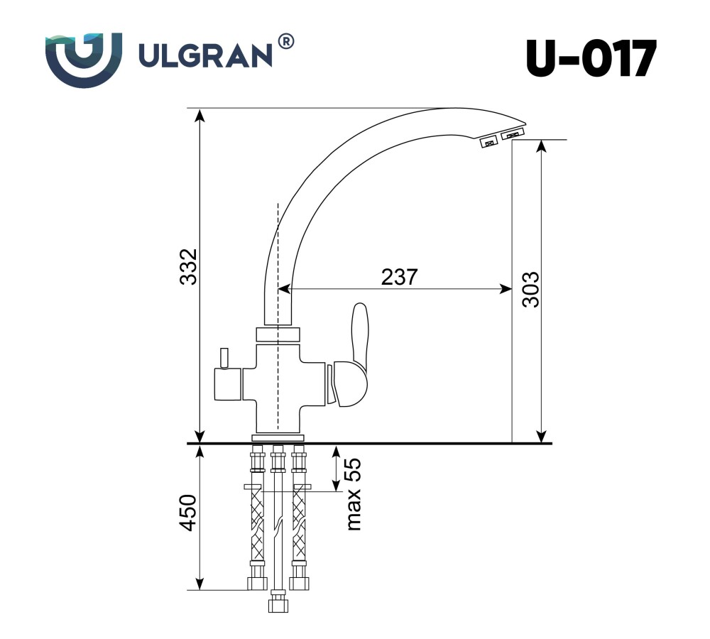 Смеситель для кухни Ulgran U-017-343 антрацит