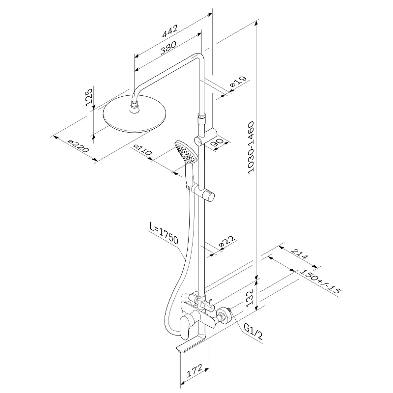 Am.Pm Like душевая система со смесителем F0780910