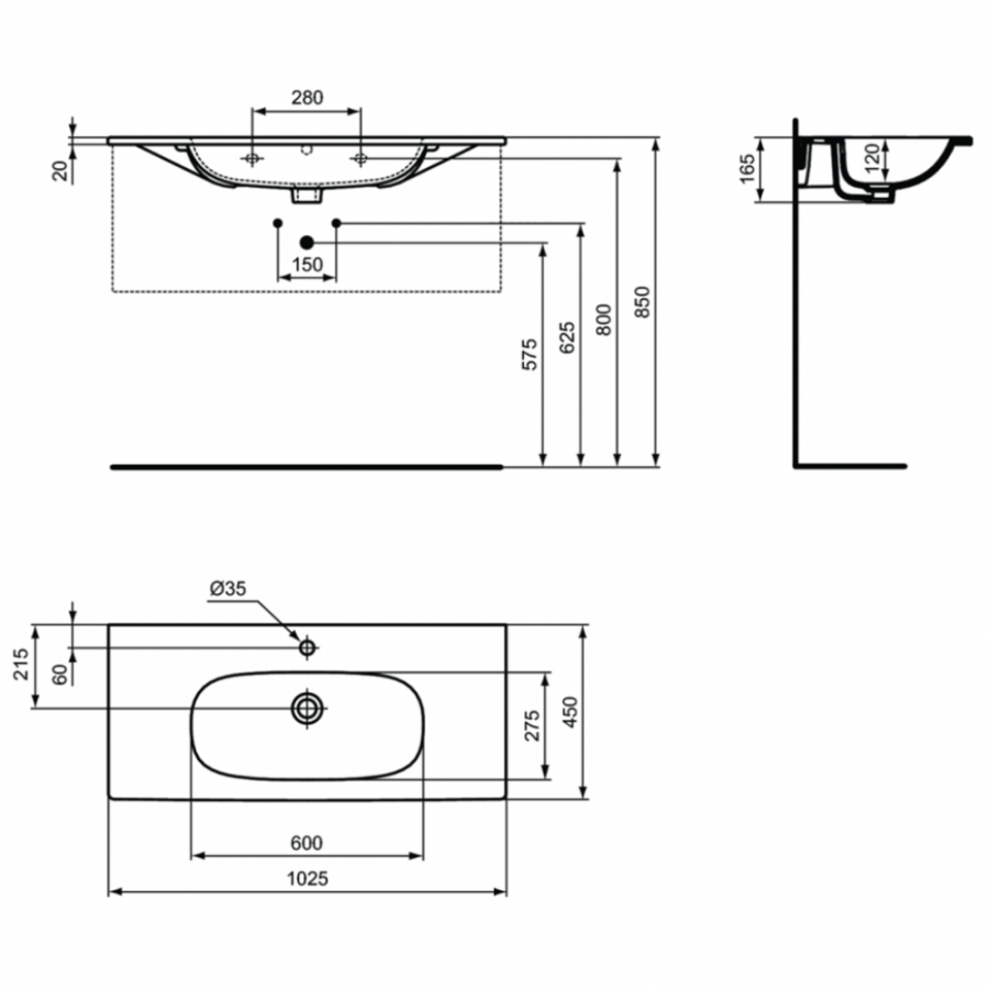 Ideal Standard Tesi раковина 100x45 см T350801