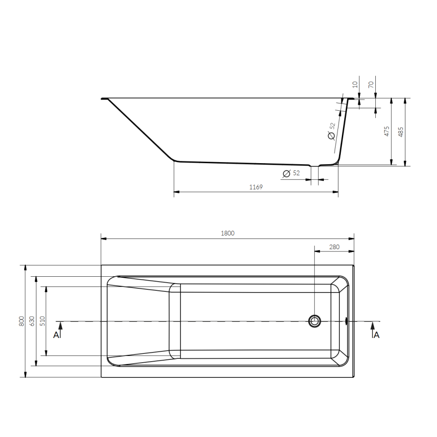 Cersanit Crea 180*80 ванна акриловая прямоугольная