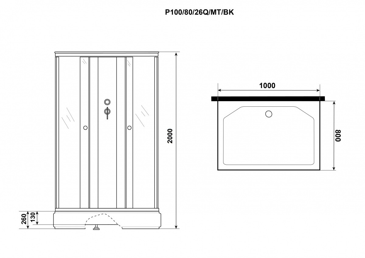 Niagara Promo Душевая кабина 100x80 Тропик Универсальная P100/80/26Q/MT/BKT