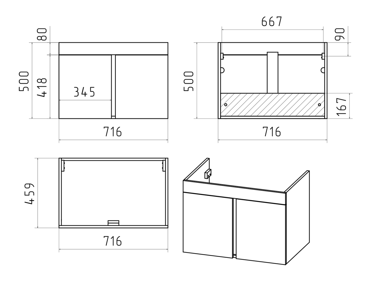 Misty Торос тумба 75 см с раковиной П-Тор0075-011 + Алиса 75