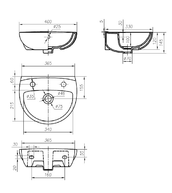 Ifo Arret RS031040000 раковина подвесная 40x33 см