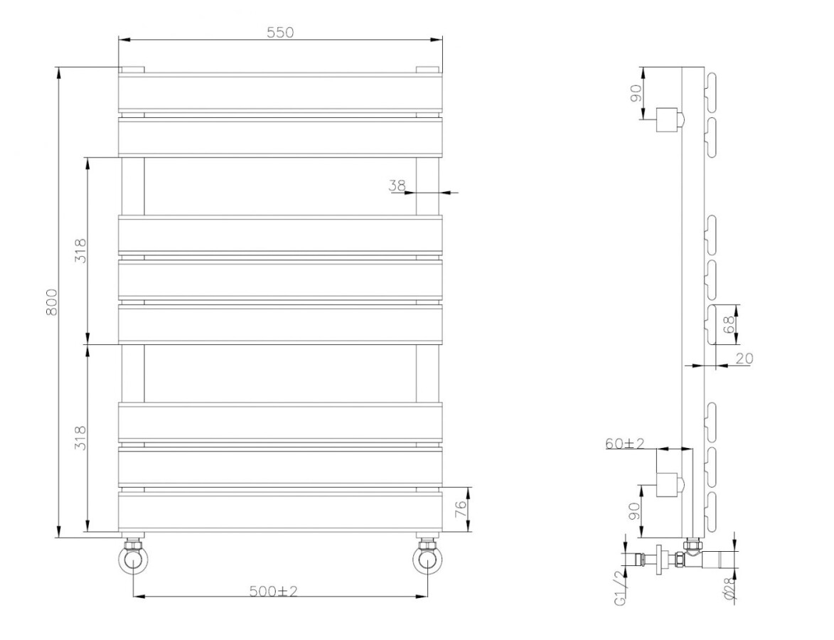 Полотенцесушитель водяной Boheme Venturo Black 720-B