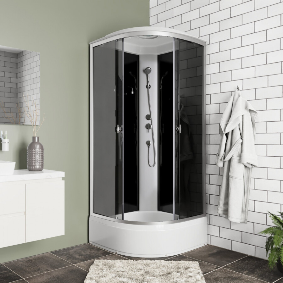 Душевая кабина Niagara Eco E80/26/TN (80х80х215) средний поддон(26см),стекло тонированное,4 места E80/26/TN