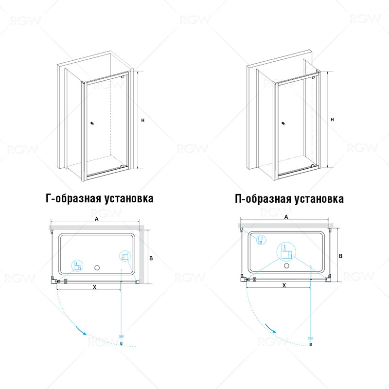 RGW Passage PA-35 (PA-05+Z-12) 04083577-11 душевое ограждение 70*70*185