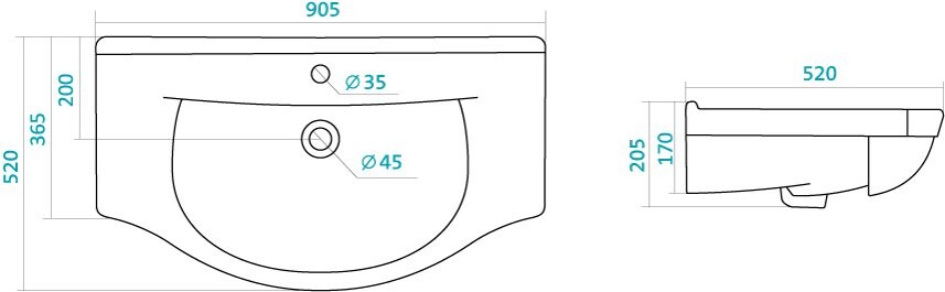 1.WH11.0.790 ЭЛЬБРУС умывальник 90 см