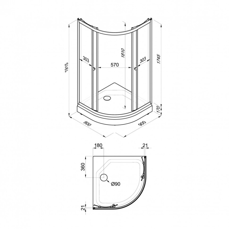 Triton Душевое Ограждение Лайт 90*90 А Щ0000061807