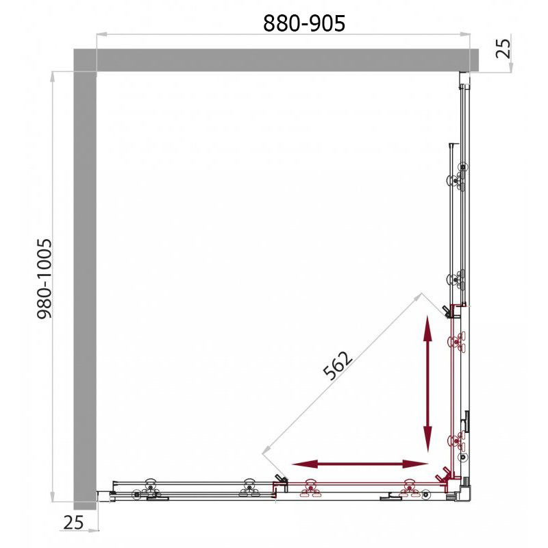BelBagno SELA-AH-2-100/90-Ch-Cr душевое ограждение 100*90*190