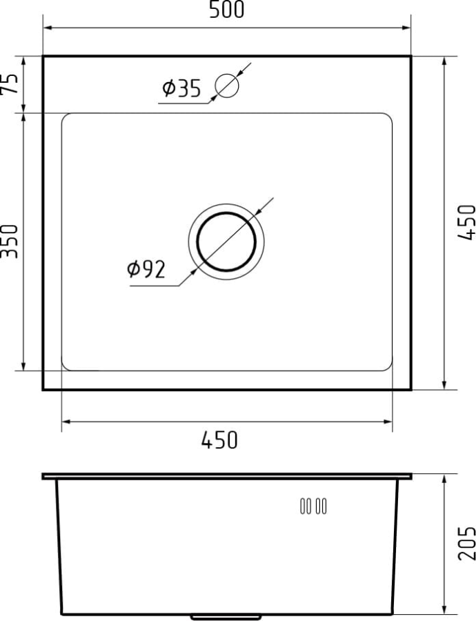 GranFest мойка для кухни 5045 нерж. сталь