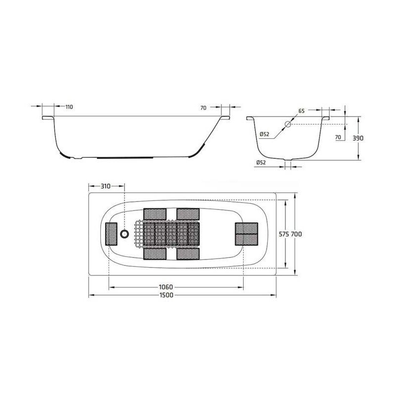BLB Universal HG 150*70 ванна стальная уплотненная 3.5 мм