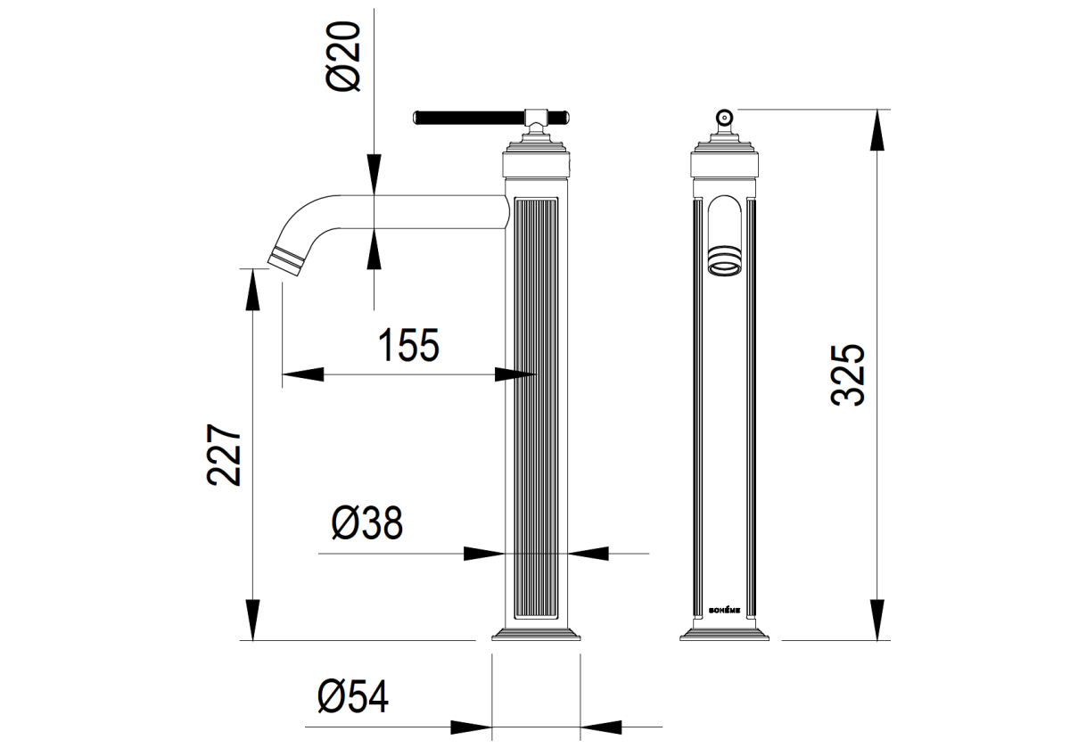 Смеситель для умывальника высокий Boheme Eterna Copper Brushed 172-CB