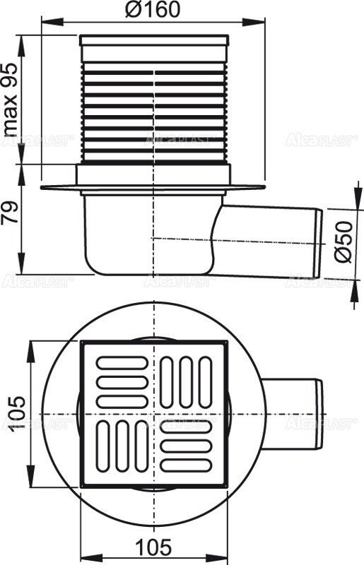 Alca Plast APV31 Душевой трап 105*105 мм