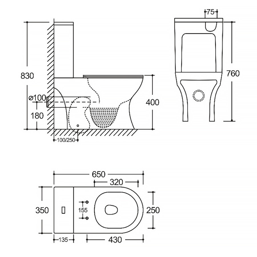 Унитаз-компакт Azario Tesoro 350х650х830 напольный, безободковый, система смыва "Торнадо", быстросъемное сиденье микролифт AZ-8501
