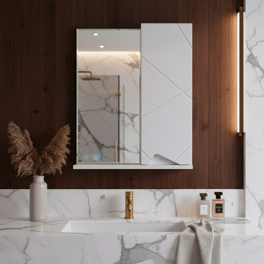 Зеркало-шкаф Loranto Оптимум 50 500х156х600 подвесной, правосторонний, белый CS00105925