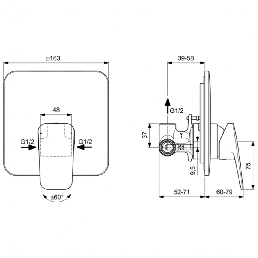 Ideal Standard Ceraplan смеситель для душа встраиваемый BD252AA