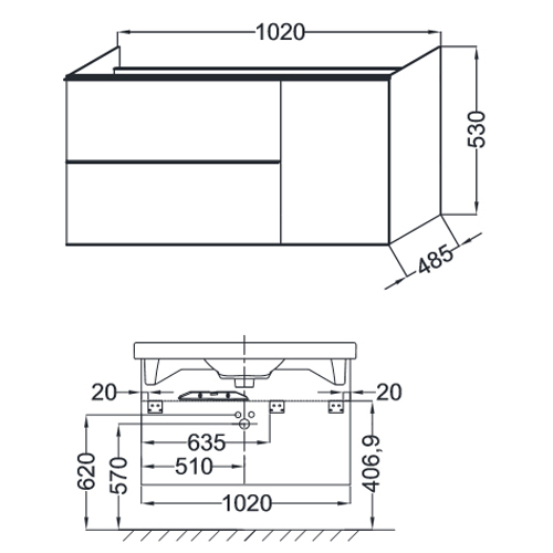 Jacob Delafon Odeon Up 105 тумба EB891-E10 под раковину E4731-00 подвесная